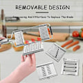 Miniatyrbilde 3 av 5: Kjøkkenmandolin grønnsaksskjærer 4 i 1 manuell rustfritt stål multifunksjon grønnsaksskjærer 4 moduser Slicer Kjøkken M