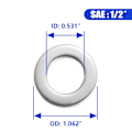 Miniatyrbilde 3 av 4: 1/2\" x 1.062\" OD Flatpakninger - 25 stk 316 Rustfritt Stål Flatpakninger Silver 1/2"/316