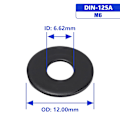 Miniatyrbillede 4 af 4: M6 x 12mm Sort Flade Skiver - 100 stk 18-8 (304) Rustfrit Stål Black M6/304