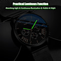 Pikkukuva 6 / 8: Monitoiminen miesten kello Business Analog Quartz Watch Urheilukronografi Rannekello 3ATM Valoisa kello, Whtie Brown a, L, Ranneke
