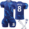 Miniatyrbillede 1 af 2: 2024-2025 Chelsea Hjemme Børns Fodboldtrøje med sokker NO.8 ENZO Fernández 16
