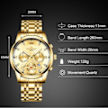 Miniatyrbillede 6 af 8: Mænds analoge kvarts armbåndsur vintage elegant armbåndsur datokalender lysende ur Guld Gold