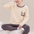 Pikkukuva 3 / 7: Vår Höst Plus 5Xl Stickade Mäns Sovkläder Brev Lattice Pyjamas Plaid Pyjamas Sets Casual Sets Loungewear Pyjamas Natt Mode M1 4XL ASIAN(95-105Kg)