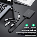 Miniatyrbild 3 av 7: USB 2.0 typ C-adapter för turister, 6 000 HUB flätad datakabel, för Samsung Galaxy S22 MacPlePro Air iPad C till 3 USB
