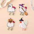Miniatyrbillede 6 af 7: 8 stk. Halloween-charms Akryl Sjovt Spøgelsesgræskar Vandring Kylling Til Halskæde Hængende Diy Lav Mix med hul
