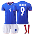 Miniatyrbilde 1 av 2: 2024 UEFA EM 2024 Frankrike Hjemmefotballdrakt Sett Med Sokker NO.9 GIROUD NO.9 GIROUD 22