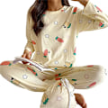 Miniatyrbilde 1 av 7: Høst 2-delt Pyjamassett Kvinner Tynne Sexy Soveklær Nydelig Hjemmekostyme 2023 Rund Hals Jenter Søvn Lang Arm Pyjamas Stil 7 XL
