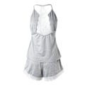 Pikkukuva 5 / 7: Naisten Virkattu Pitsi Pyjama Sleeveless V-Kaula Set Casual Päivittäinen Käyttö 2 Osainen Univaate Suit Se Solid Koti Vaatteet Kesä 2023. bk XL