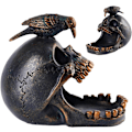 Miniatyrbillede 2 af 7: Kråka figurer indretning - kraniehoved møntbakke, gotisk halloween-arrangør 1 st