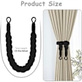 Miniatyrbilde 2 av 7: Bomullsreptopphengere for gardiner, 4-pakke håndstrikket gardinholdere, Off White Black-4 pcs