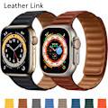 Pikkukuva 2 / 7: Nahkaremmi Apple Watch -kellolle 45mm 41mm 44mm 40mm Alkuperäinen Magneettinen Loop Link Ranneke iWatch Ultar2 49mm 9 8 7 6 SE 3 42mm Auringonlaskun väri