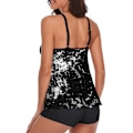 Miniatyrbillede 3 af 4: Flowy Tankini badedragt damer mave et stykke badedragt todelt badedragt tank top med shorts sort XL