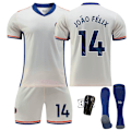 Miniatyrbillede 1 af 2: Chelsea Hjemmefodboldtrøje til Børn 2024-2025 - Udebanekamp - João Félix Nr. 14 - Strømpebeskyttere 26 No. 14 - Sock Guards 26