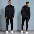 Miniatyrbilde 3 av 7: Herre Sportswear Set Fotballtrøye Fotballtreningsklær Herre Løping Hoodie Jakker Langarmet Treningsoverall Sport Sweat Suit Jersey hvit L Jersey white L