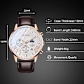 Pikkukuva 5 / 8: Monitoiminen miesten kello Business Analog Quartz Watch Urheilukronografi Rannekello 3ATM Valoisa kello, Whtie Brown a, L, Ranneke