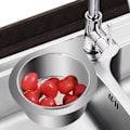 Miniatyrbillede 2 af 8: Svan Mesh Si Strainer til Køkken, Rustfrit Stål Vask Si, Hængende Hane Filterkurv