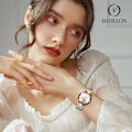 Miniatyrbillede 2 af 7: Dames Analog Kvartsur med Rustfrit Stålrem Vandafvisende Dameure Mode Rhinestone Armbåndsure til Damer Piger Hvid White