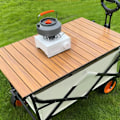 Miniatyrbild 2 av 8: Vagnsbordsstopp 21,6x29,5 tum aluminiumlegering tung vikning vagnbord toppfästen bärbar vagn bord för camping picknick grill, trä färg utomhus levande träfärg