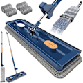 Miniatyrbild 1 av 6: 360° Rotationsbar Flat Mop-set med Mikrofiberdynor för Hårdträ och Kakel Blue + 4 rags