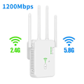 Miniatyrbild 1 av 7: 1200Mbps Trådlös WiFi Repeater WIFI Range Extender WiFi Signal Booster 5G 2.4G Dual-band Nätverksförstärkare WiFi Router 2.4G 5.8G 1200Mbps EU Plug
