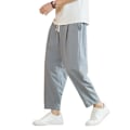 Miniatyrbillede 3 af 7: Streetwear Mænd Bomuld Bukser Casual Ensfarvet Lange Bukser Åndbar Snøre Lige Bukser Harem Bukser Mænd Baggy Bukser Sort Asiatisk XXL(67-75Kg)
