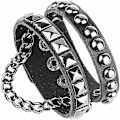 Miniatyrbilde 3 av 3: Nitarmbånd Flerskikts Svart Lær Mansjett Hjerteformet Berlokk Armbånd Nitat Kjede Håndled Punk Sport Rock Armbånd Justerbar 17+cm