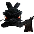 Miniatyrbillede 7 af 8: Dragehue | Strikkede dragehatte | Kinesisk dragetema hæklet strikket hue drage kostume cosplay tilbehør jul Svart
