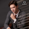 Pikkukuva 2 / 8: Monitoiminen miesten kello Business Analog Quartz Watch Urheilukronografi Rannekello 3ATM Valoisa kello, Whtie Brown a, L, Ranneke