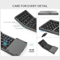 Miniatyrbild 5 av 7: Mini Bärbar Fällbar Tangentbord Tunn Trådlös Bt-Nummer Tangentpapper För Mac Windows Laptop Tablet Ljus-Handy Bluetooth-Kompatibelt Svart-Svenska