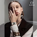 Miniatyrbillede 2 af 7: Dames Klassisk Rustfrit Stål Armbåndsur Elegant Analog Kvartsur Kvinder Vandafvisende Ur Lysende Dato Kalender Ur Sort Black