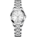 Miniatyrbillede 1 af 7: Dames Klassisk Rustfrit Stål Armbåndsur Elegant Analog Kvartsur Kvinder Vandafvisende Ur Lysende Dato Kalender Ur Hvid White