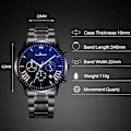Pikkukuva 5 / 8: Monitoiminen miesten kello Business Analog Quartz Watch Sports Chronograph Rannekello 3ATM Luminoiva kello, Musta C, L, Ranneke