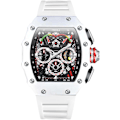 Miniatyrbillede 1 af 7: Mænds Tonneau Ur Analog Kvarts Multifunktionel Chronograf Moderigtig 5 ATM Vandafvisende Armbåndsur med Silikonrem Hvid White