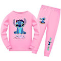 Pikkukuva 1 / 2: Lilo & Stitch Barnpyjamas Set Långärmad T-shirt Byxor Outfit Loungewear Nattkläder 7-14 År - Xin 7-8 År 7-8 Years Pink