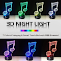 Miniatyrbild 2 av 10: 3D nattlampa Notform 2D bordslampa för musik gitarrälskare