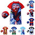 Miniatyrbillede 2 af 3: Børn Drenge Spiderman Batman Heldragt Surf Sol Dragt Strand Badetøj & Kasket Sommer Badetøj Drenge Boys 2XL