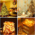Miniatyrbillede 5 af 7: Batteridrevne Feelygter, 10m 100 LED Varmt Hvidt, 8 Tilstande til Julepynt 2 pcs