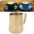 Miniatyrbilde 3 av 7: Rustfritt Stål Melkeskummer Kopp Mugg med Skala for Hjem Latte Art Kaffetilbehør Kafeer Gull 600ML (350ML (med vekt)) 350ML (med våg)