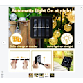 Miniatyrbilde 2 av 5: Utendørs solcellelyskjede 12m 100 LED varmhvite lyskjeder med 8 moduser dekorative lamper