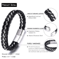 Pikkukuva 2 / 2: Barn pojkar armband i äkta läder svart. titan silver kedja magnetlås 7\"/18 cm