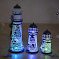 Miniatyrbild 4 av 8: Ocean Flash Lighthouse Fisknät Sjöstjärna Shell Metal Beacon 30CM
