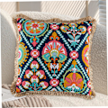 Pikkukuva 6 / 6: Broderad kastkuddfodral vintage tofs 18x18 tum kuddfodral bomullssoffa kuddfodral med dragkedja för soffa, sängkast kuddfodral