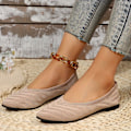 Miniatyrbilde 3 av 7: Flats med spiss tå for kvinner, ensfarget strikket slip-on sko, casual pustende ballett flats Apricot CN40(EU38.5)