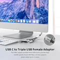 Miniatyrbillede 4 af 7: USB 2.0 Type-C-adapter til rejsende, 6000 flettet dataopladningshub, til Samsung Galaxy S22 MacPlePro Air iPad C til 2 USB