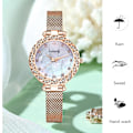Miniatyrbillede 6 af 7: Dames Analog Kvarts Armbåndsur Mode Diamant Ur Fritid Vandafvisende Dames Ure Kvinder Rustfrit Stål Mesh Armbåndsur Rosenguld Rose gold