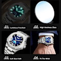 Miniatyrbillede 6 af 7: Mænds Enkle Håndledsurs Leisure Quartz Ur Vandafvisende Dato Kalender Ur Lysende Analogt Ur med Rustfrit Stål Armbånd til Mænd Hvid Blå White blue