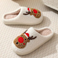 Miniatyrbild 8 av 8: Roliga älg-julklappstofflor för kvinnor och män, plyschdesign Red pure A 44/45 EU