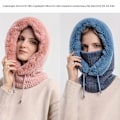 Miniatyrbillede 6 af 7: Kvindernes vinter udendørs hætte maske, koldtæt cover hyggelig varm cap Khaki