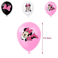 Pikkukuva 4 / 5: SQBB Minnie Mouse Ladan Födelsedagsfest Dekorationer Tillbehör Banner Ballonger Tårtdekorationer Set