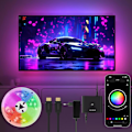 Miniatyrbild 1 av 8: LED-TV-bakgrundsbelysning, 5m RGB LED-remsa för TV, APP-kontroll Synkronisering med musik, Smart LED-remsa för TV 75-85 tum, LED-ljusremsa för TV-datormonitor